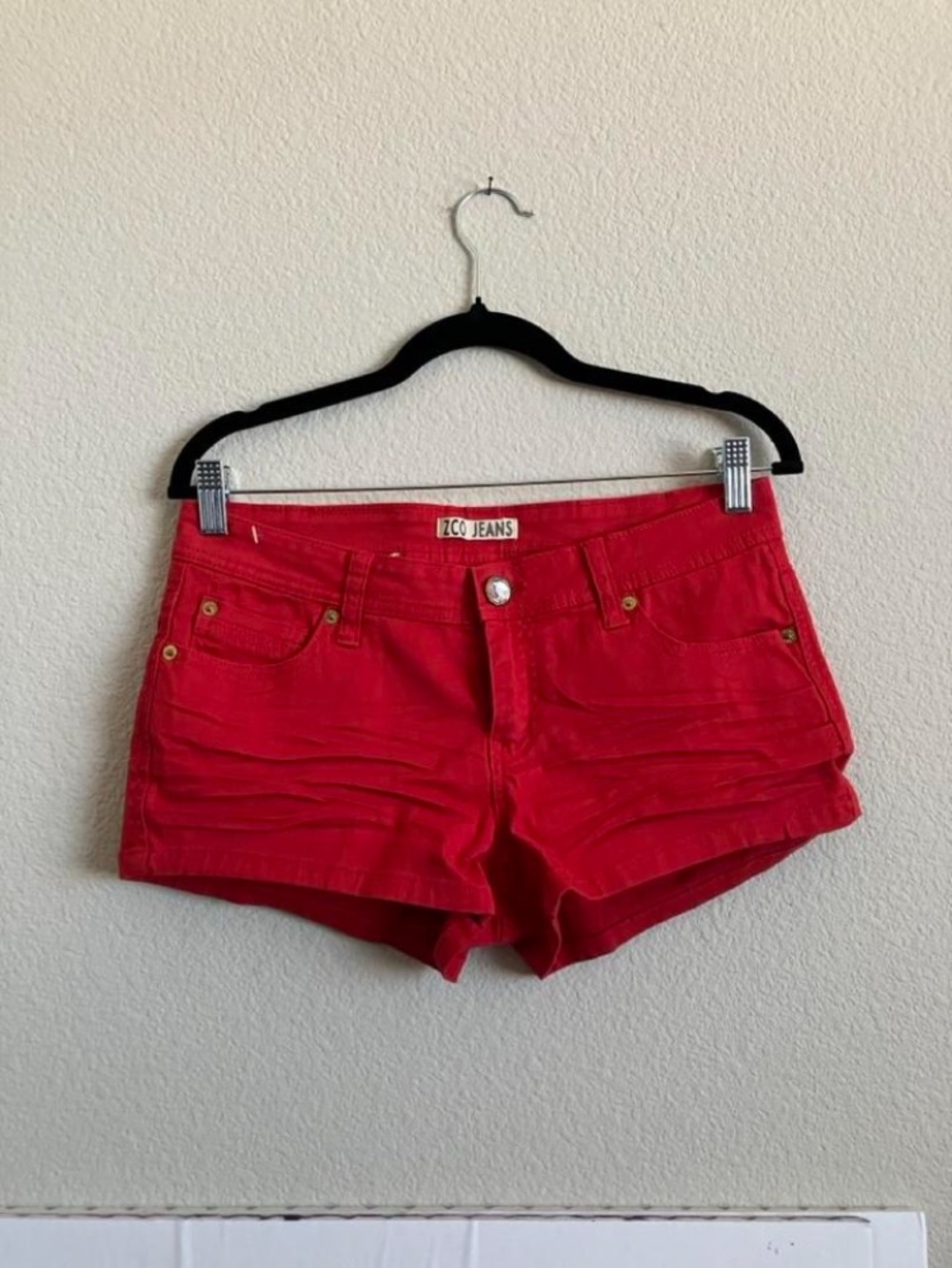 Women’s Red Denim Shorts